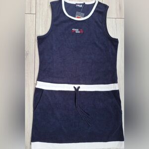 Fila Black and White Terry Crew Neck Tennis Dress NWT